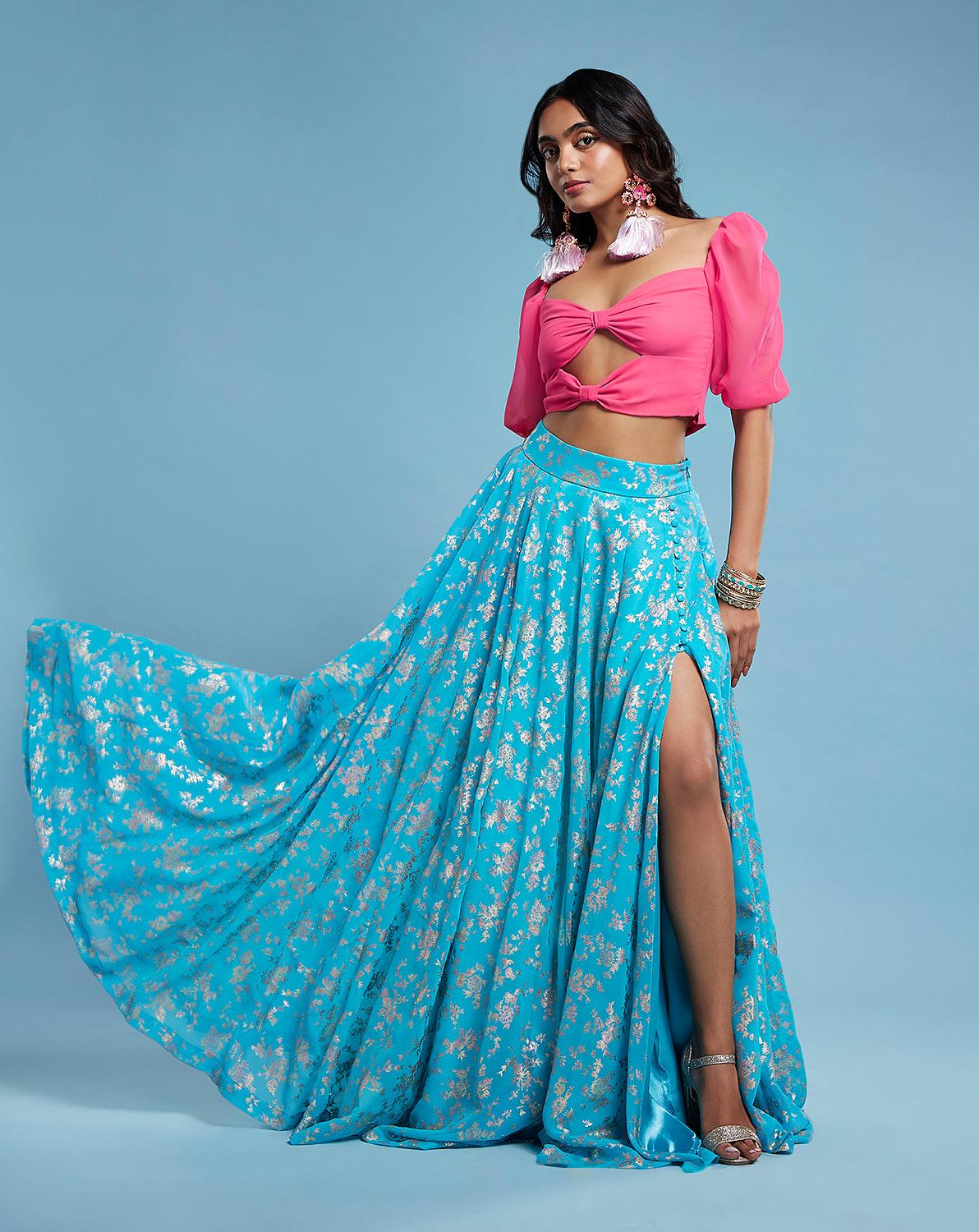 Gulabi Bow Lehenga Set - QUERATED