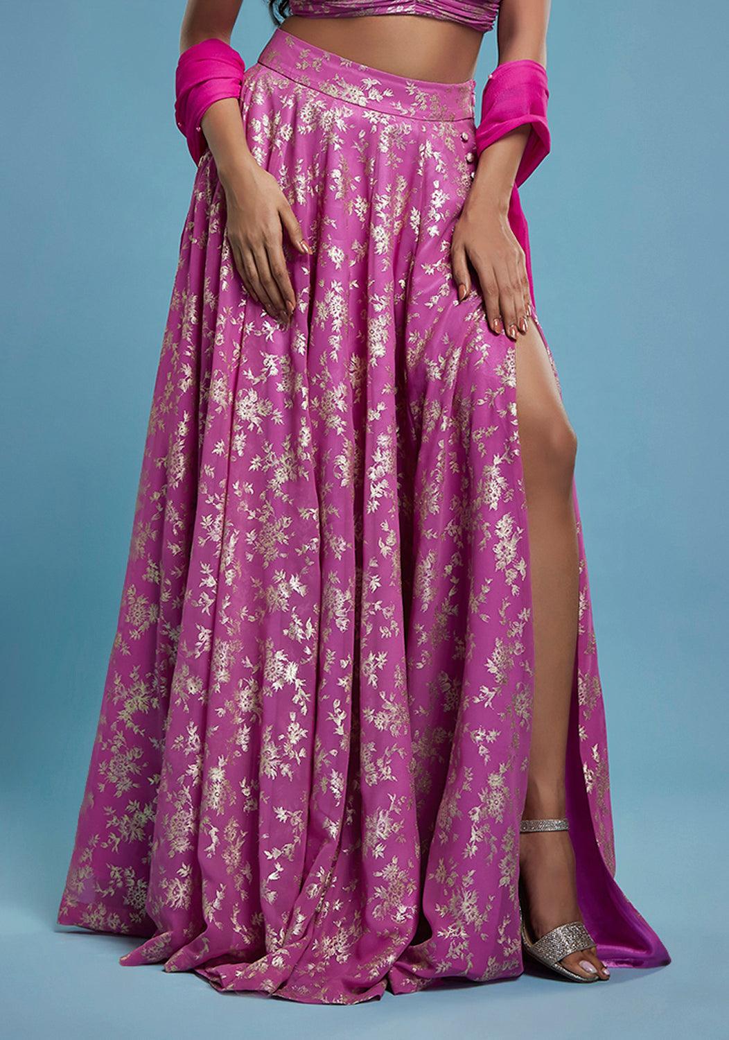 Bainganee Slit Lehenga Skirt - QUERATED