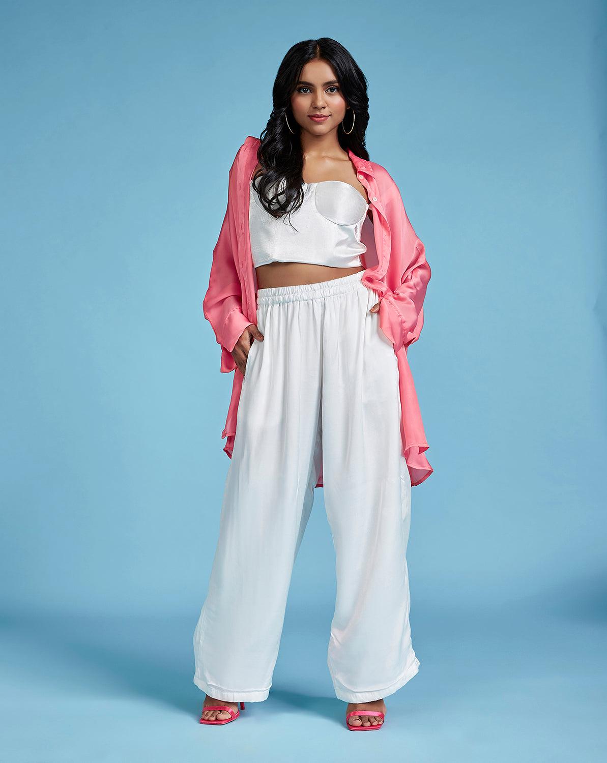 Peach Pink oversized silk shirt - QUERATED