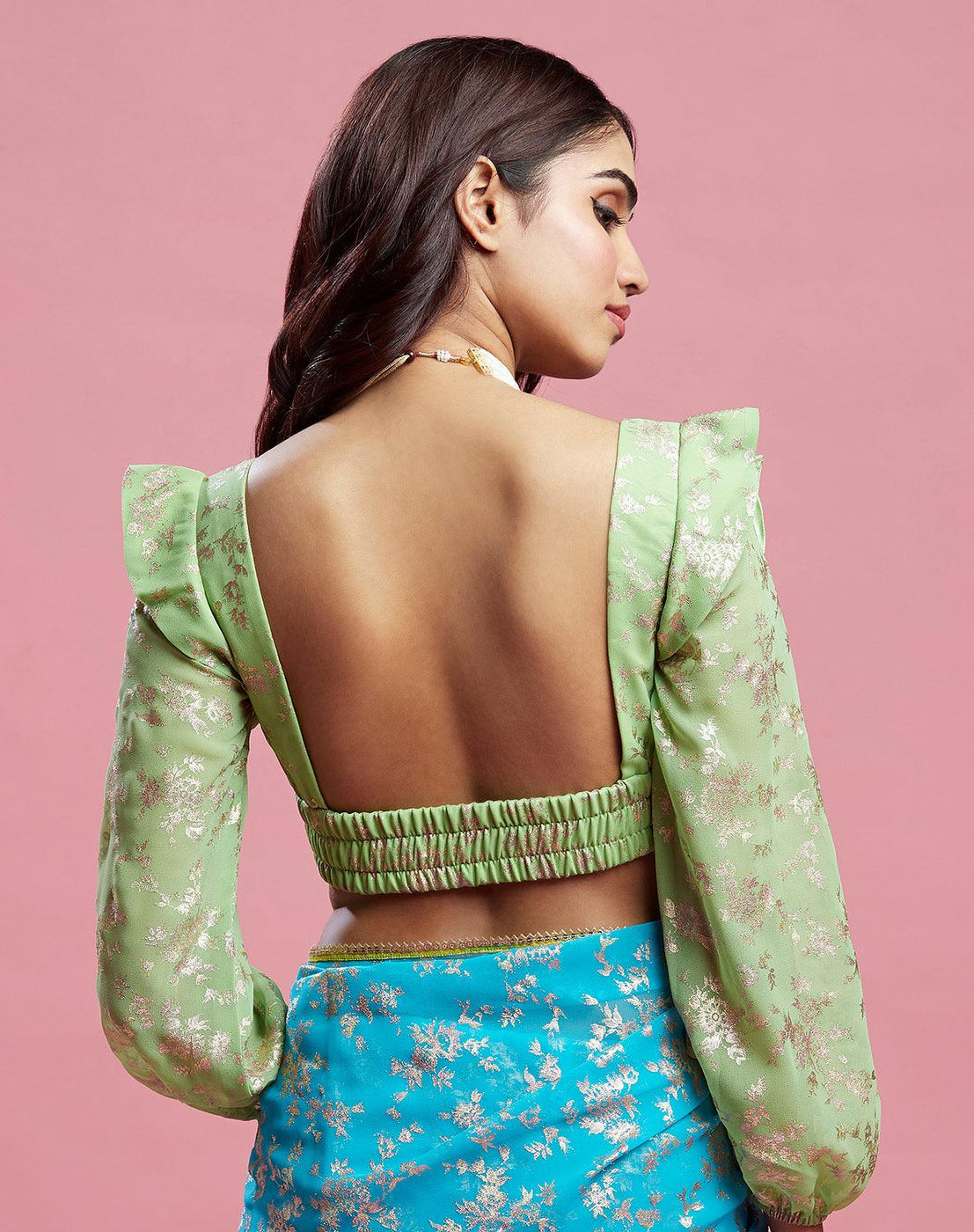 Lime Barfi Front tieup blouse