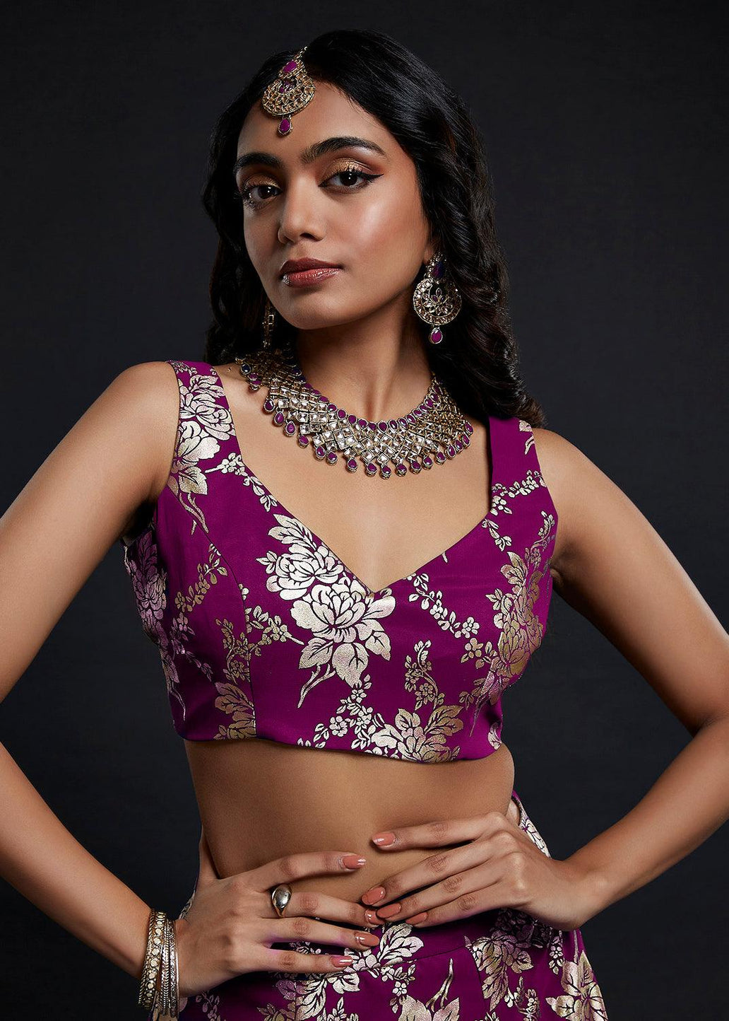 Maroon Vark Sleeveless Lehenga Set